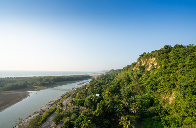 Sea and Mountain Views in Sampan Resort at Cox's Bazar